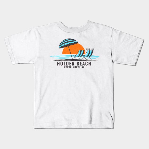 Sitting by Shore at Holden Beach, NC Kids T-Shirt by Contentarama